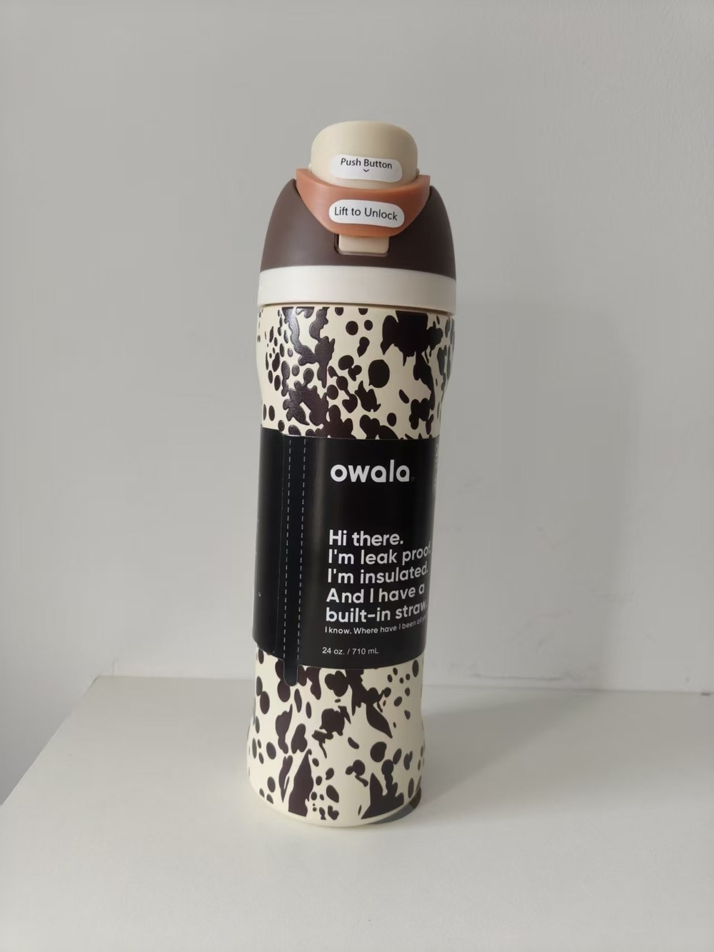 New Owala Color Drop 24oz FreeSip Cowgirl Core Cow Print Insulated Water Bottle - Picture 2 of 3